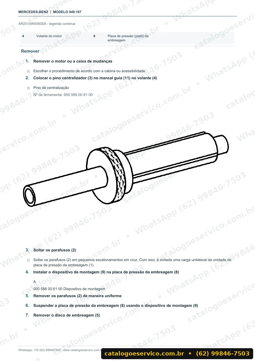 Página de procedimento do manual de oficina Mercedes-Benz Zetros S 2743 A