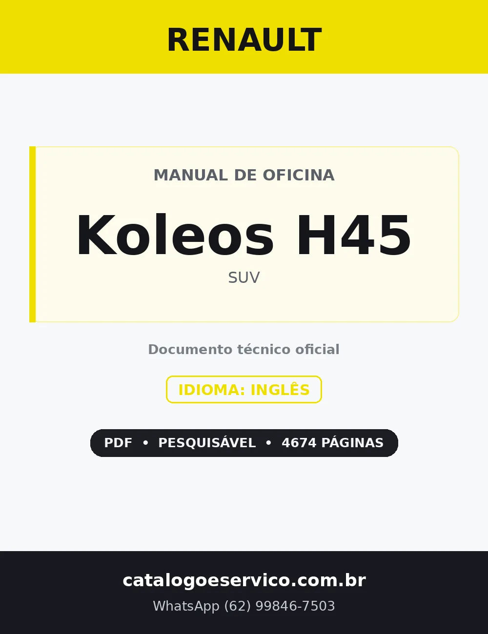 Capa — Manual de Oficina Renault Koleos H45