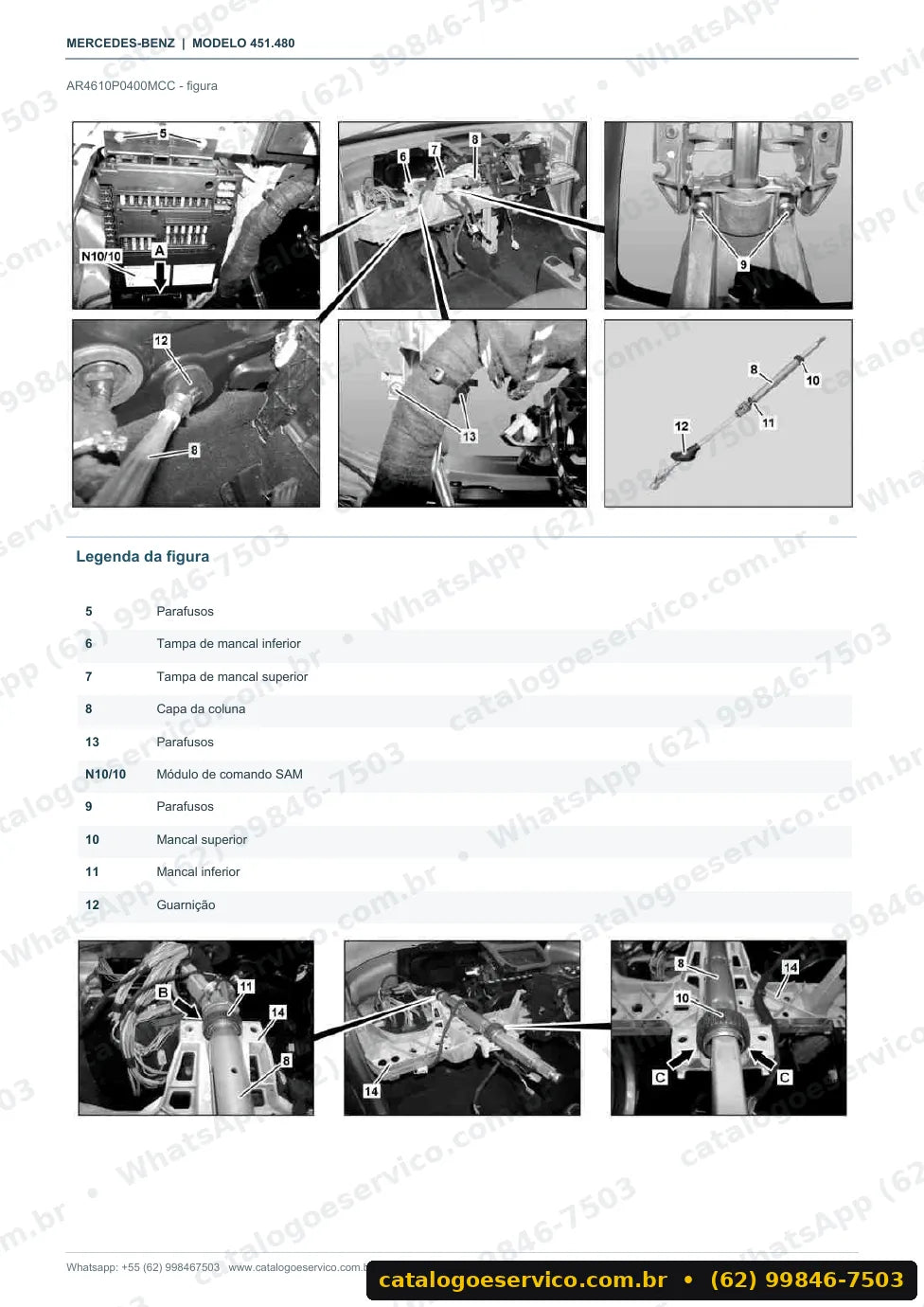 Página de procedimento do manual de oficina smart smart fortwo cabrio (W451)