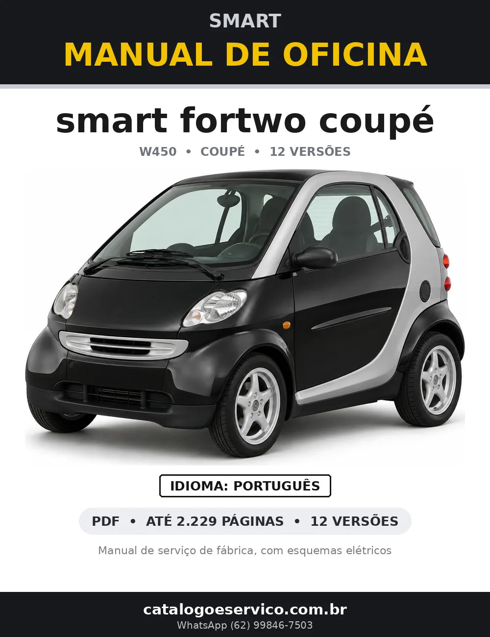 Capa do manual de oficina smart fortwo coupé (W450)