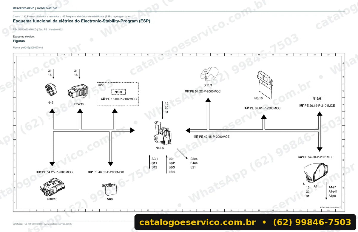 Página de esquema elétrico do manual smart smart fortwo coupé (W451)