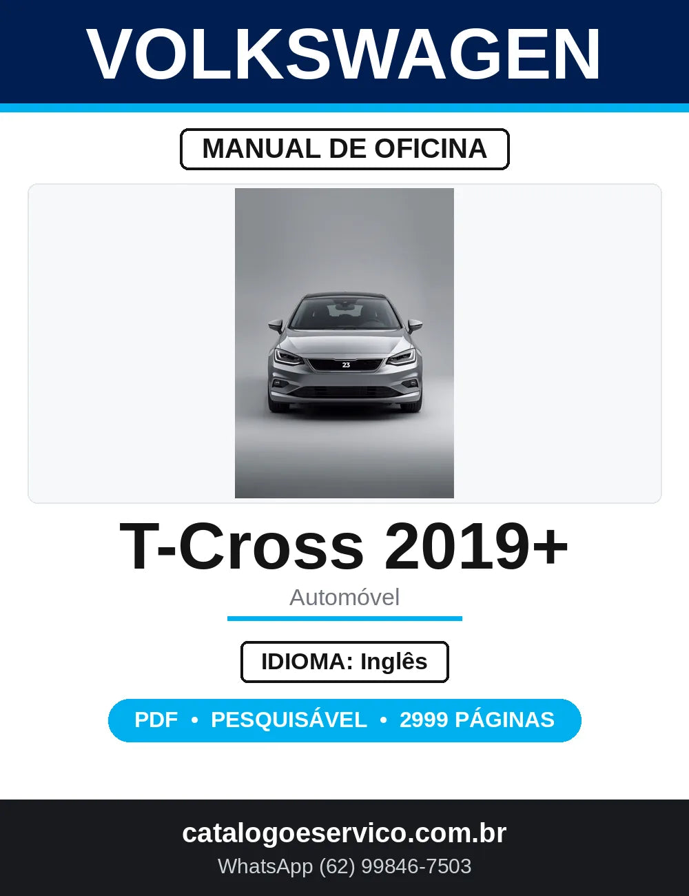 Manual de Oficina VW T-Cross 2019 Polo T-Roc Tiguan — capa