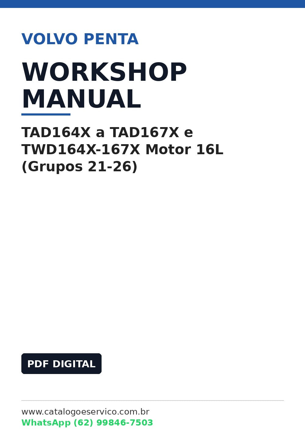 Manual de Oficina Volvo Penta TAD164X a TAD167X e TWD164X-167X Motor 16L (Grupos 21-26)