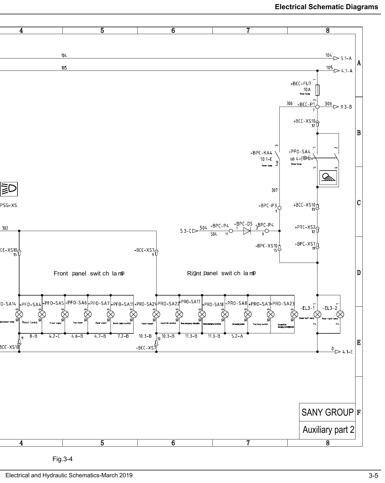 Página interna do Manual de Operação e Manutenção Sany SRSC45C30 — Empilhadeira reach stacker Sany