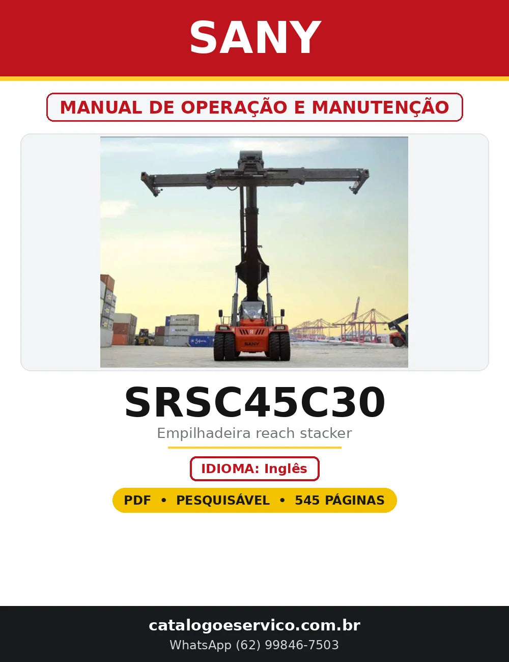 Capa do Manual de Operação e Manutenção Sany SRSC45C30 em PDF com 545 páginas