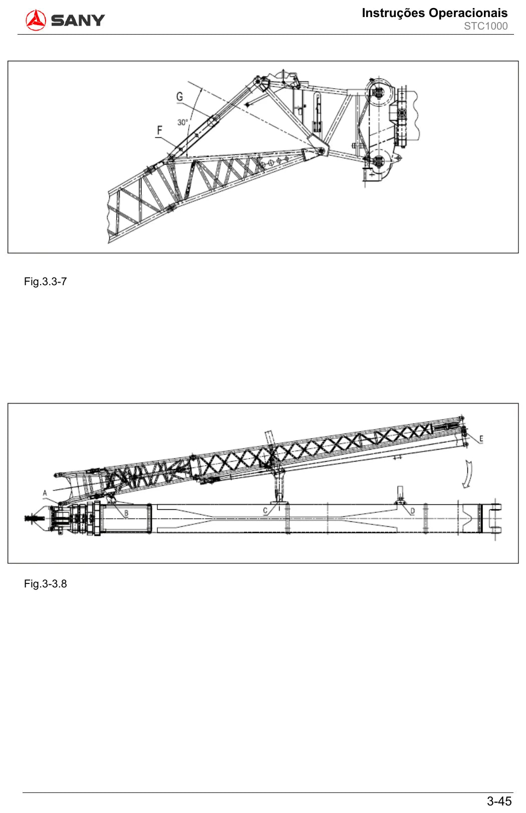 Ilustração do Manual de Operação e Manutenção Sany STC1000 — Guindaste sobre caminhão