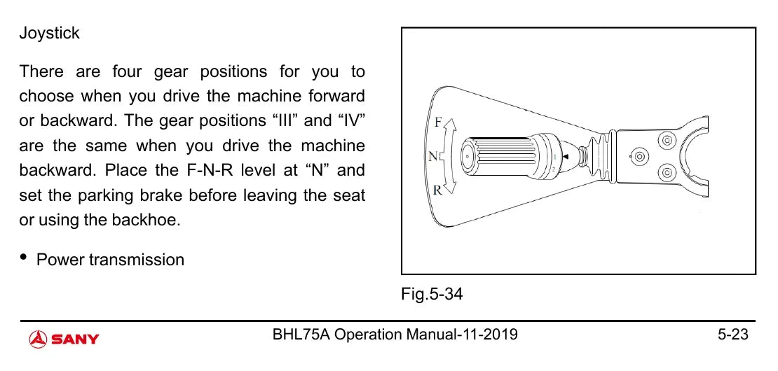 Manual de Operação e Manutenção SANY BHL75A — página ilustrada 1