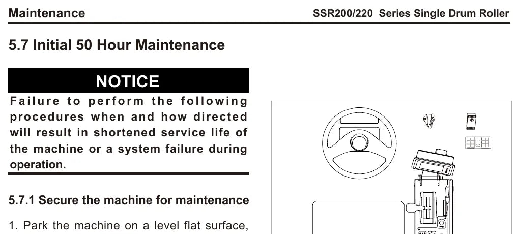 Página do Manual de Operação e Manutenção Sany SSR200/220C-8H com orientações de manutenção