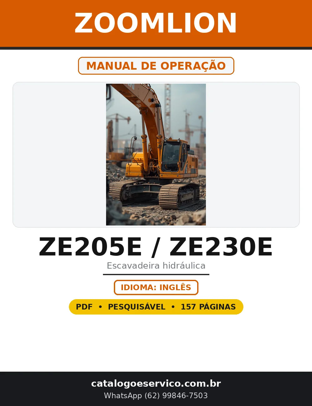 Capa do Manual de Operação Zoomlion ZE205E / ZE230E em PDF com 157 páginas