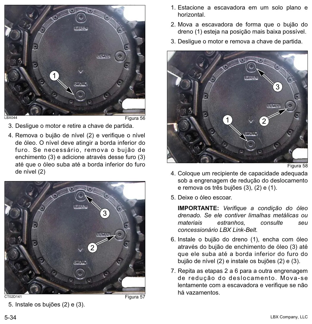 Detalhe de conjunto do Manual do Operador Link-Belt 210 X2 com as referências de fábrica