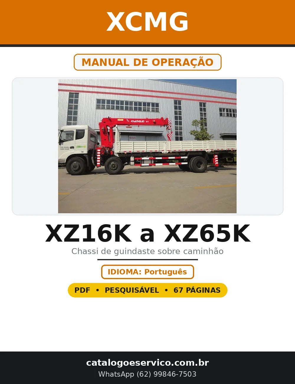 Capa do Manual de Operação XCMG XZ16K a XZ65K em PDF com 67 páginas