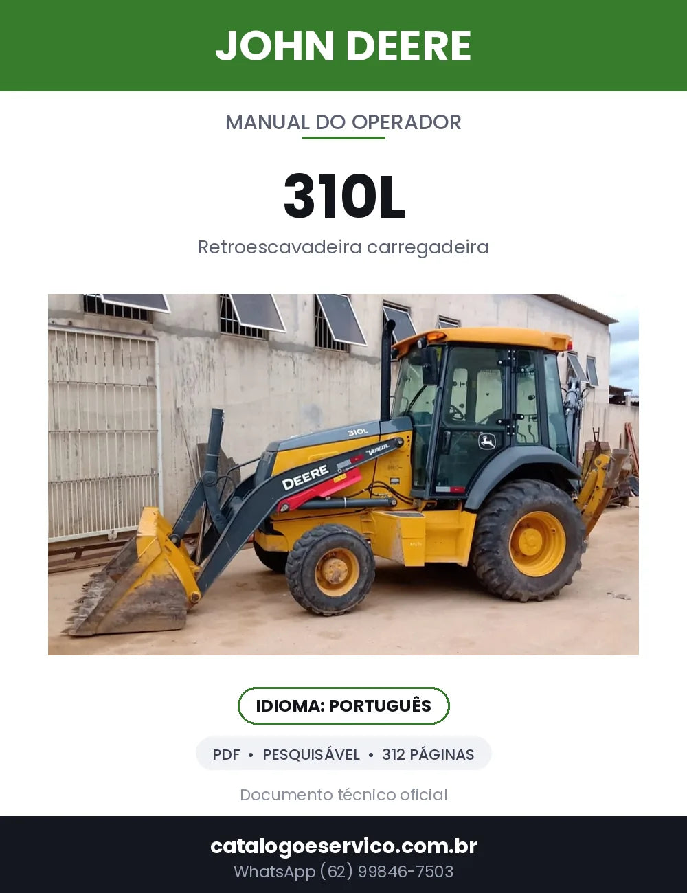 Capa — Manual do Operador John Deere 310L em PDF
