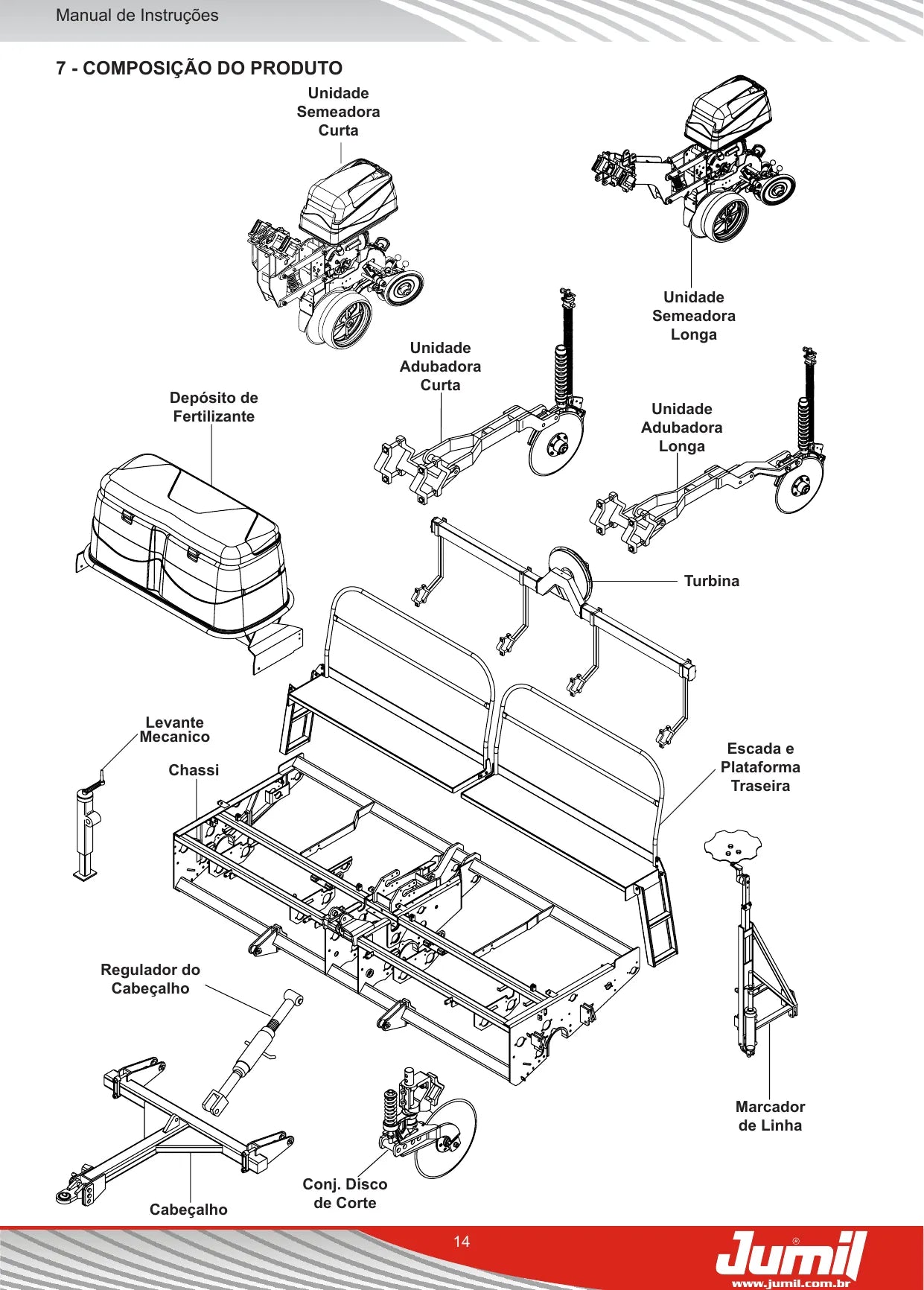 Vista explodida de conjunto do Manual de Instruções Jumil JM 3090 PD
