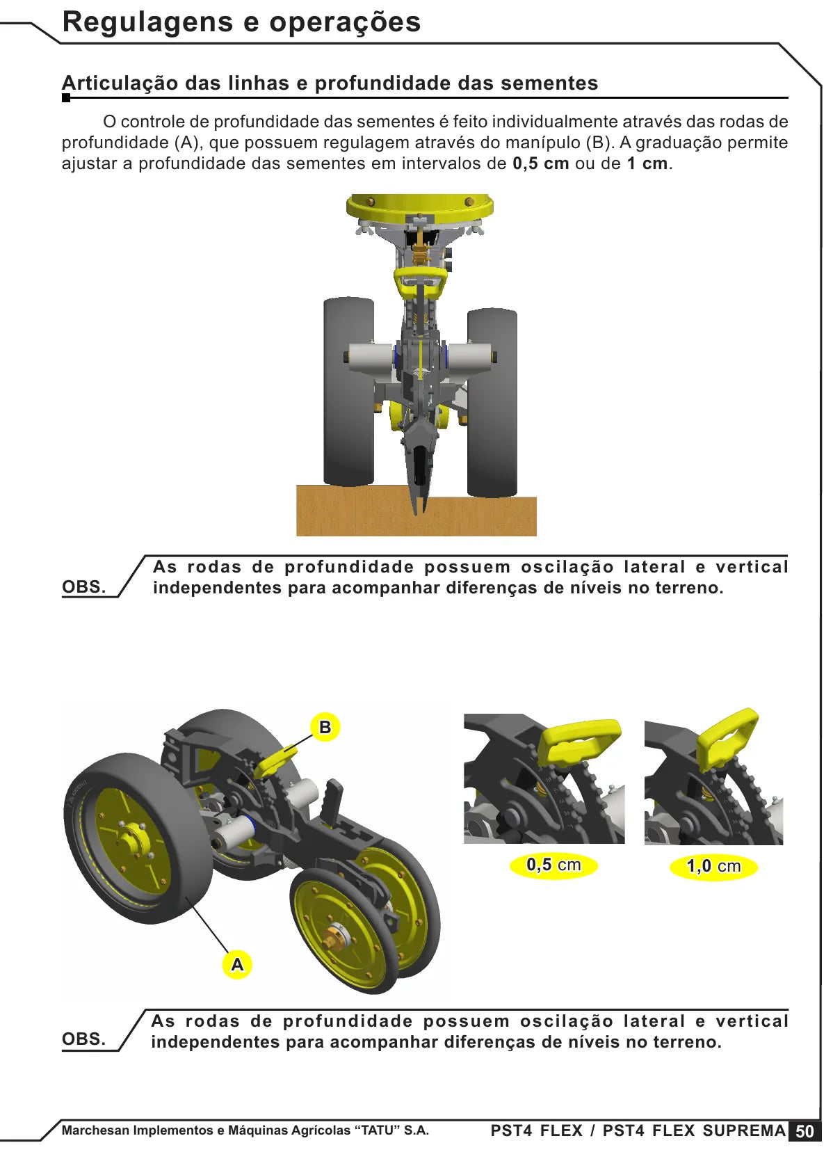 Página interna do Manual de Instruções Tatu PST4 Flex / Suprema — Plantadeira/adubadora