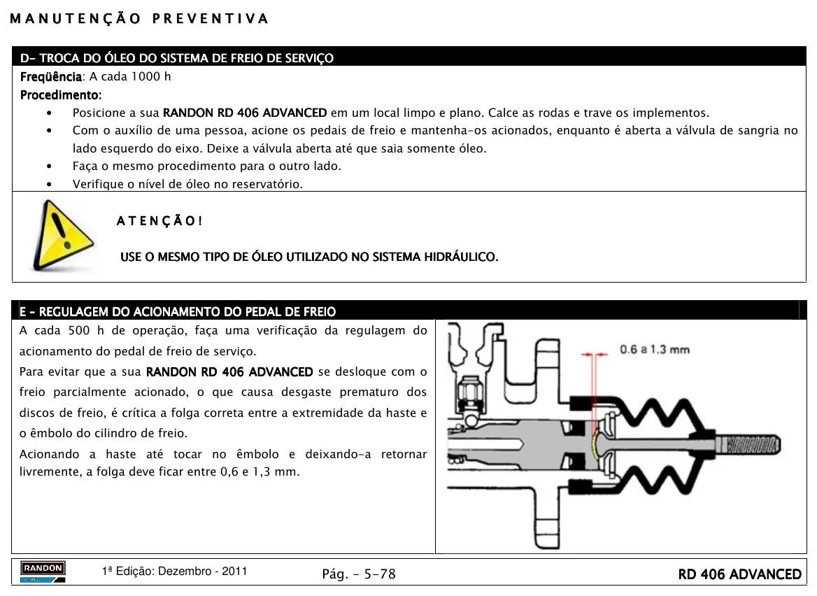 Detalhe de conjunto do Manual do Operador Randon RD 406 Advanced com as referências de fábrica
