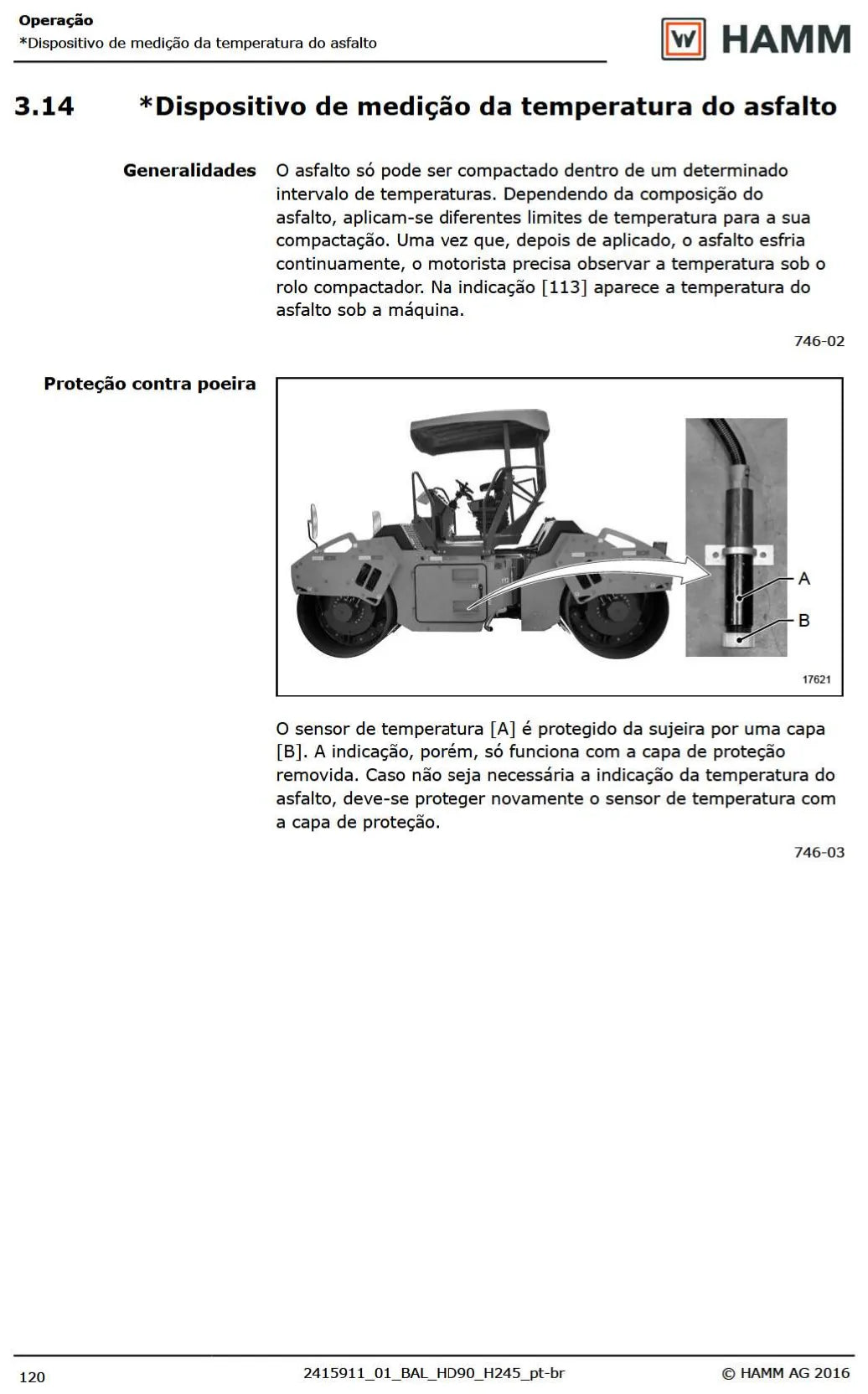 Detalhe de conjunto do Manual de Operação Hamm HD90 com as referências de fábrica