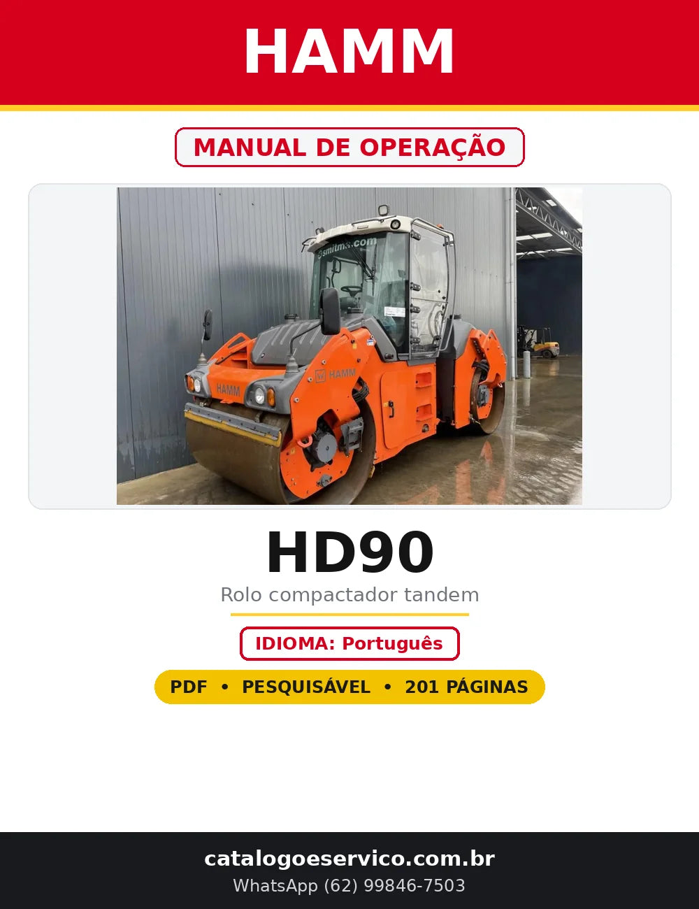 Capa do Manual de Operação Hamm HD90 em PDF com 201 páginas