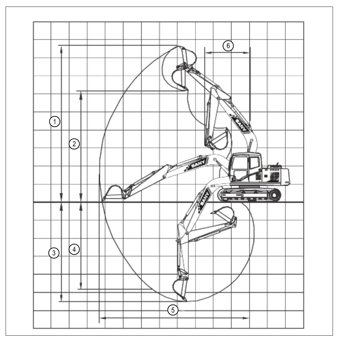 Página interna do Manual de Operação e Manutenção Sany SY135C Tier 4F — Escavadeira hidráulica sobre esteiras Sany