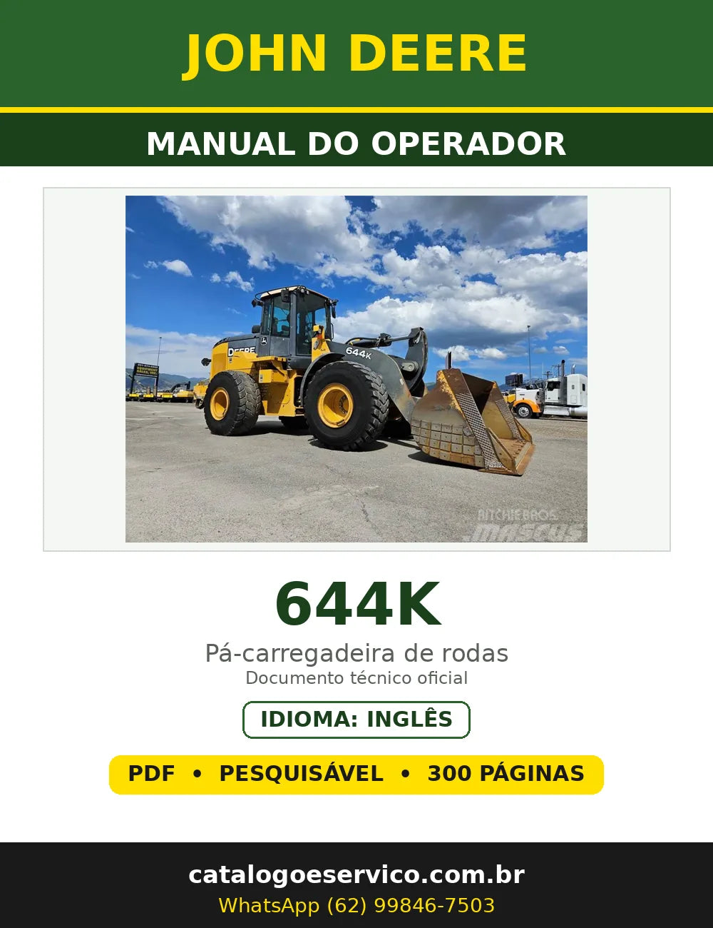 Capa - Manual do Operador John Deere 644K