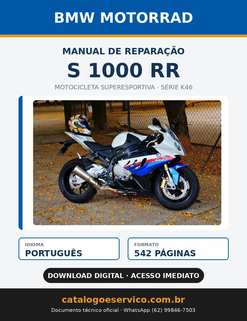 BMW S 1000 RR (K46) — Manual de Reparação em português, 542 páginas