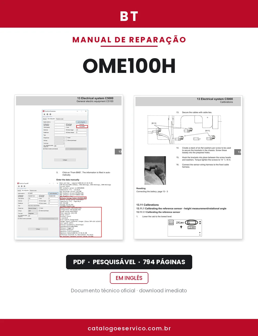 Manual de Reparação BT OME100H — capa
