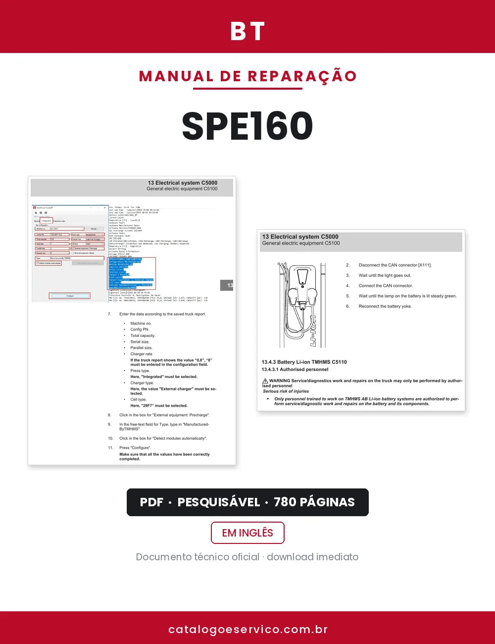 Manual de Reparação BT SPE160 — capa
