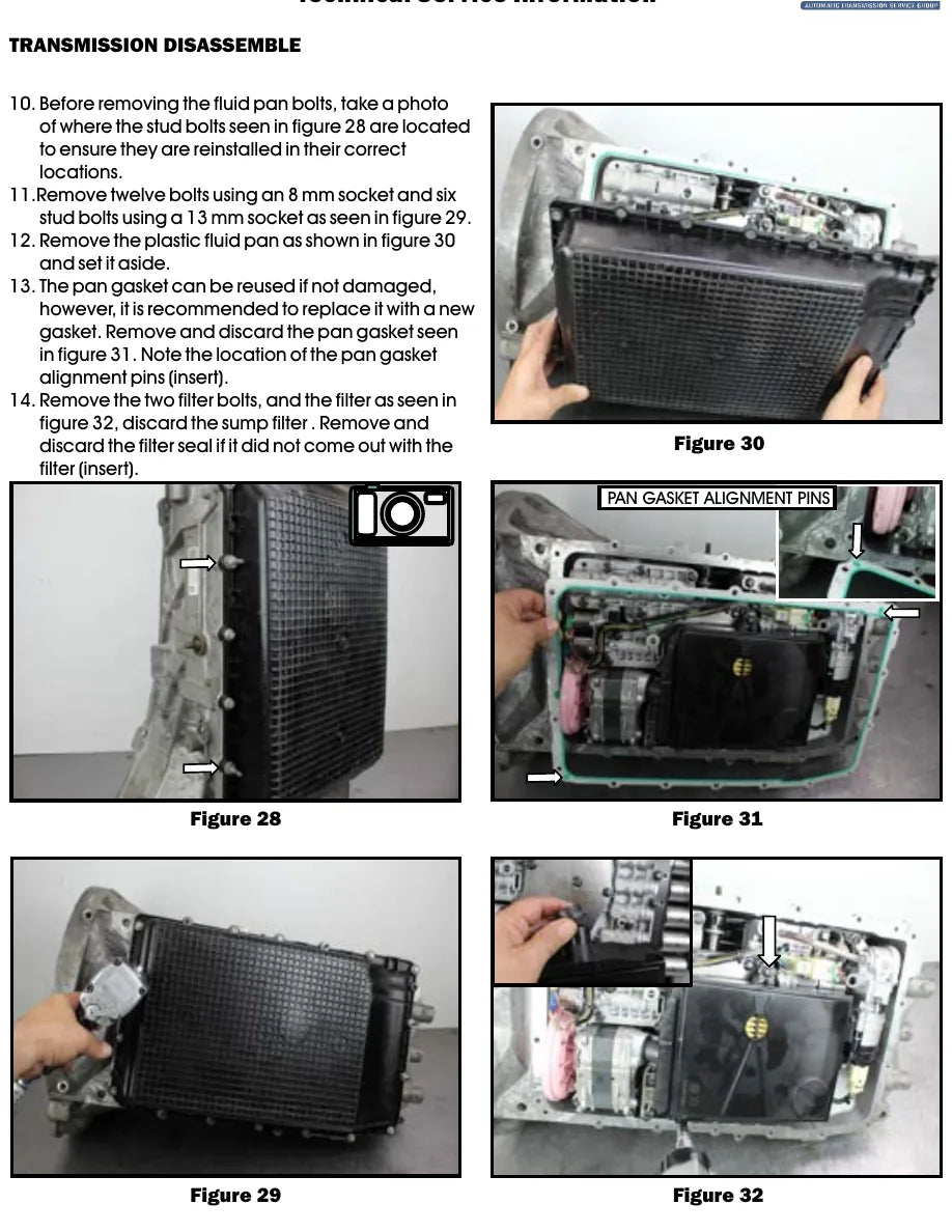 Manual de Reparação Ford Câmbio 10R80 2017-2023 — página interna com diagrama técnico