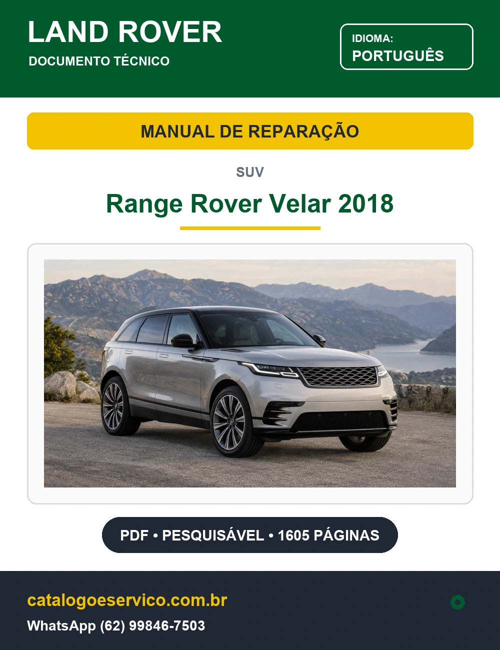 Manual de Reparação Range Rover Velar (L560) 2018 — capa