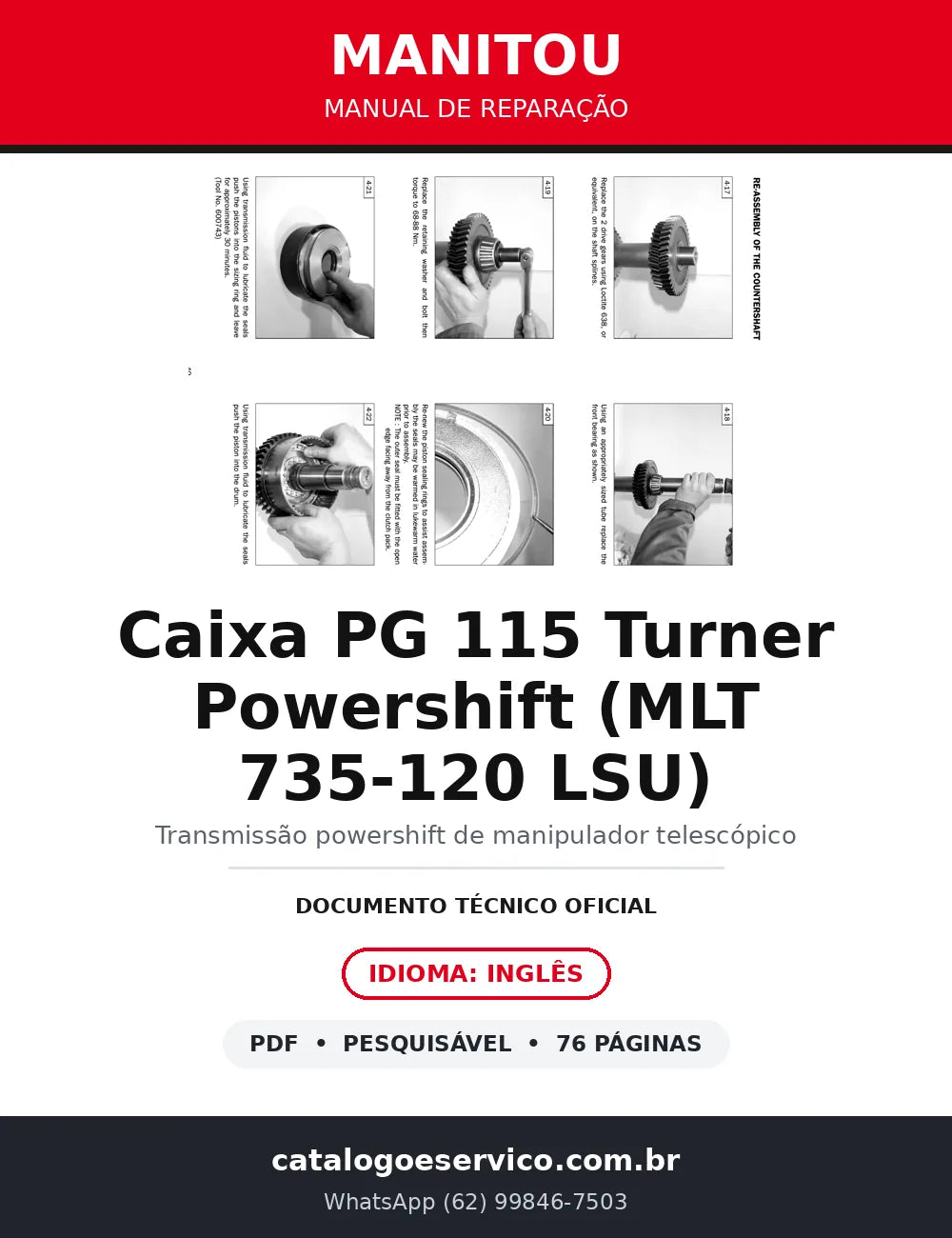 Manual de Reparação Manitou Caixa PG 115 Powershift Turner (MLT 735-120 LSU) — capa