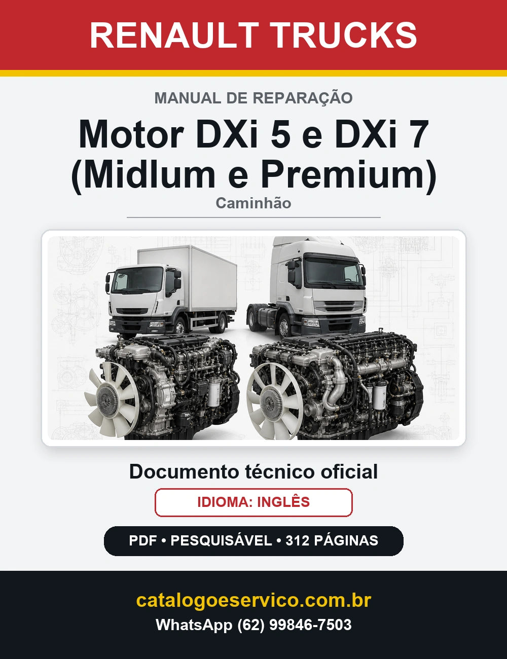 Manual de Reparação Renault Trucks Motor DXi 5 e DXi 7 (Midlum e Premium) — capa