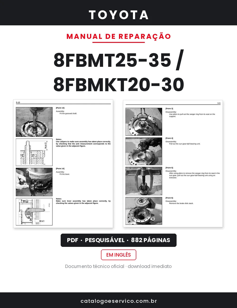 Manual de Reparação Toyota 8FBMT25-35 / 8FBMKT20-30 — capa