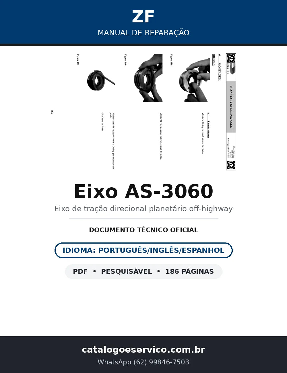 Manual de Reparação ZF Eixo de Tração Direcional AS-3060 (português, inglês e espanhol) — capa
