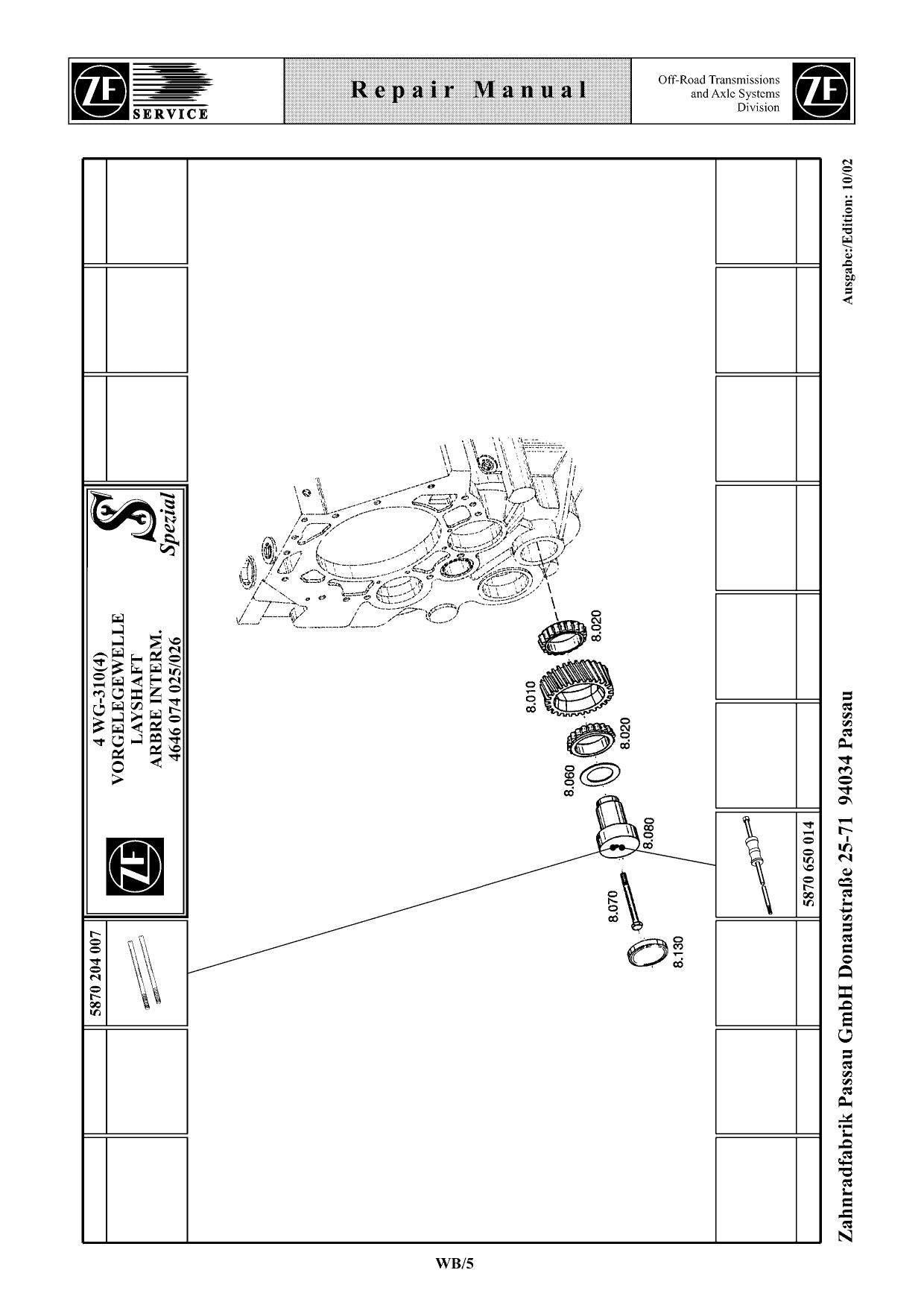 Manual de Reparo 4 WG-310 ZF Transmissão - página 2