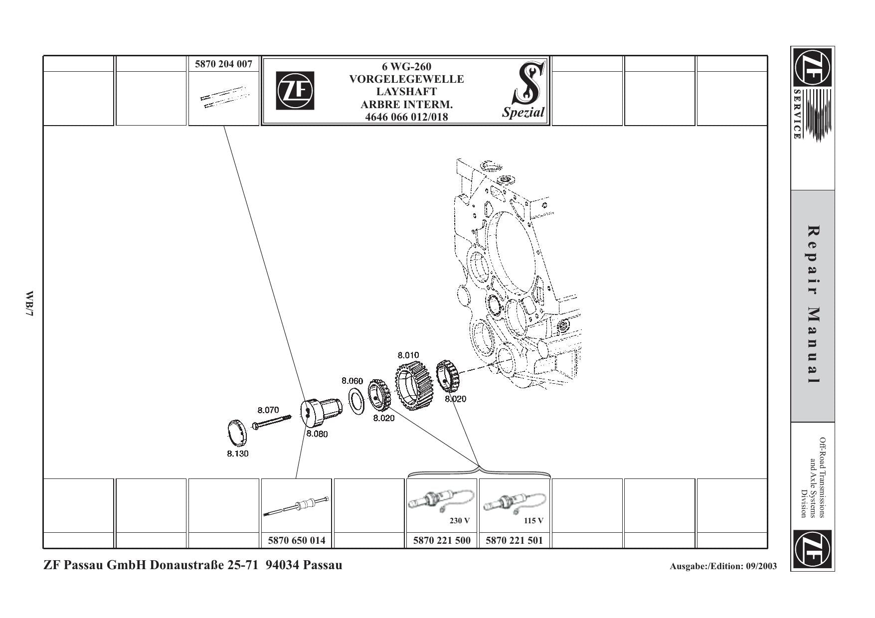 Manual de Reparo 6 WG-260 ZF Transmissão - página 3