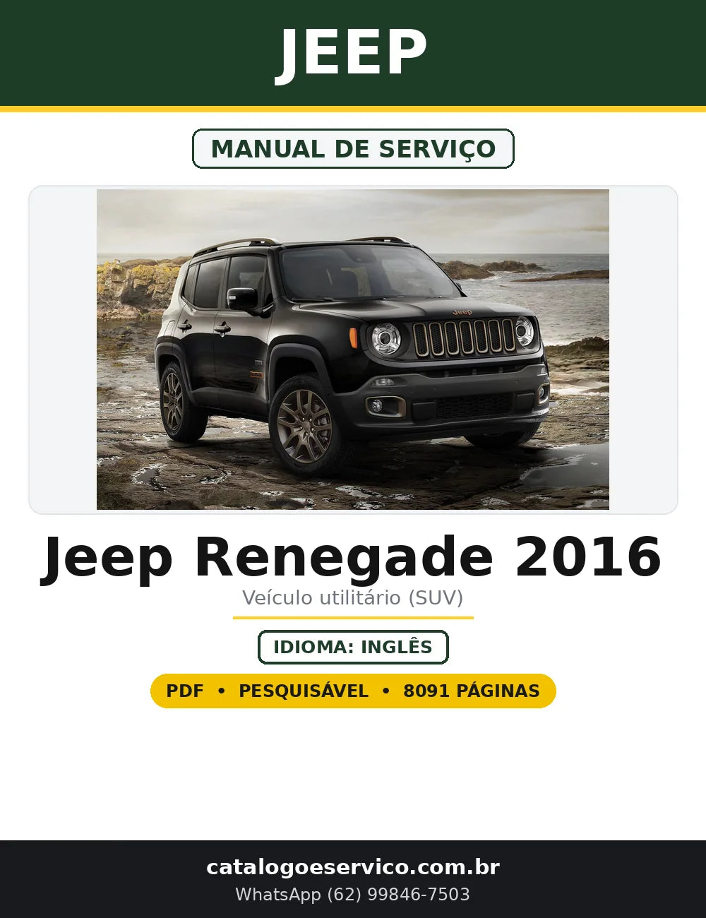 Capa do Manual de Serviço Jeep Jeep Renegade 2016 em PDF com 8.091 páginas
