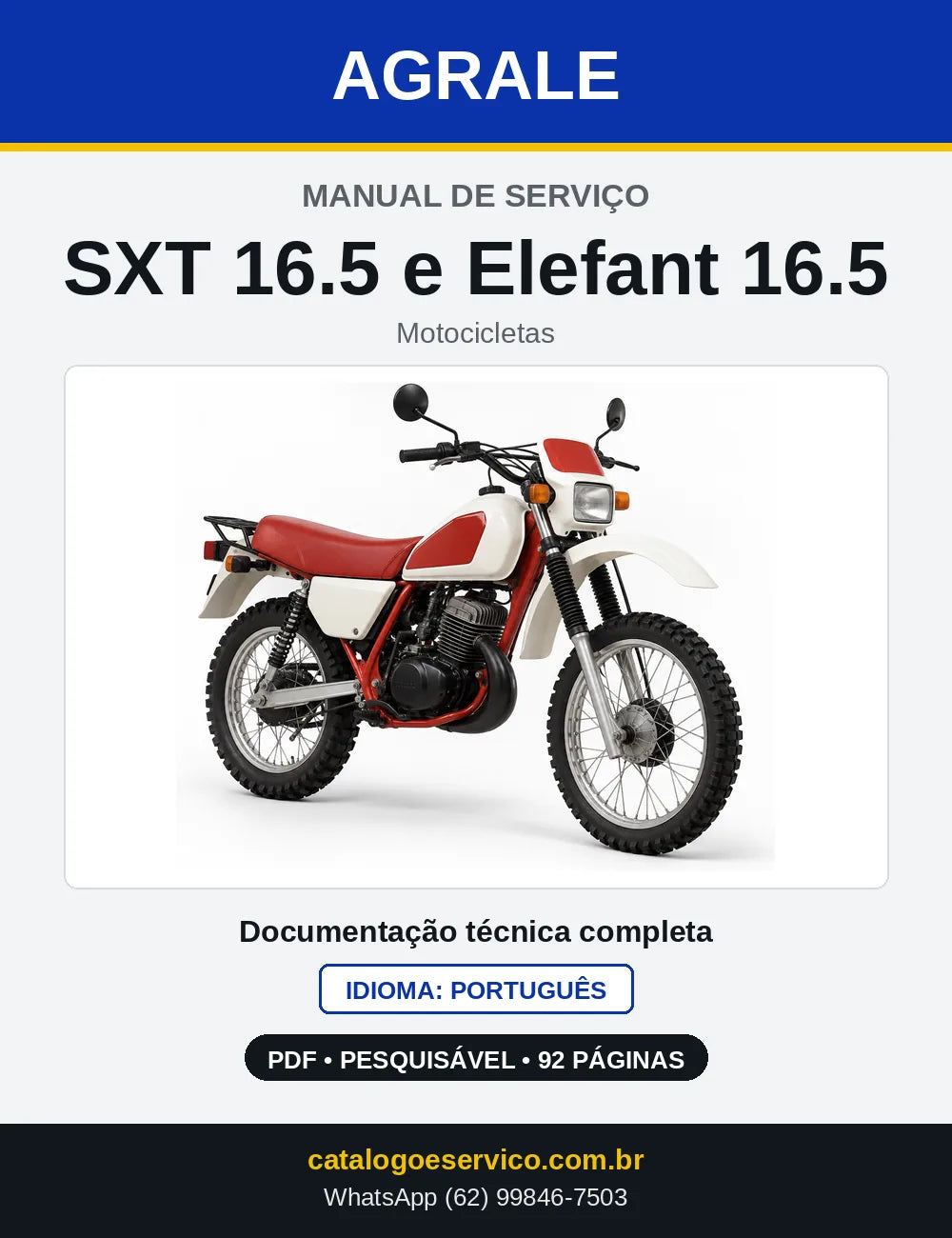 Capa do Manual de Serviço Agrale SXT 16.5 e Elefant 16.5 em PDF