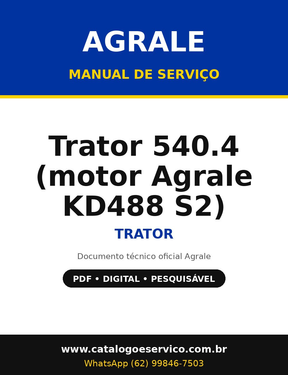 Manual de Serviço Agrale Trator 540.4 (motor Agrale KD488 S2) - Trator