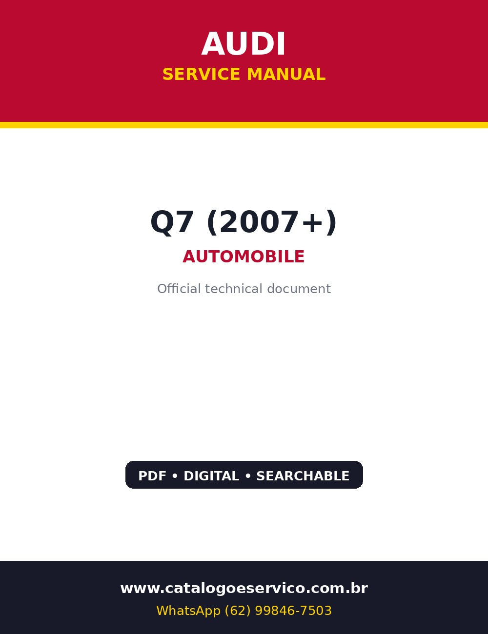 Manual de Servico Audi Q7 (2007+) — Mesmo roteiro da concessionaria Audi