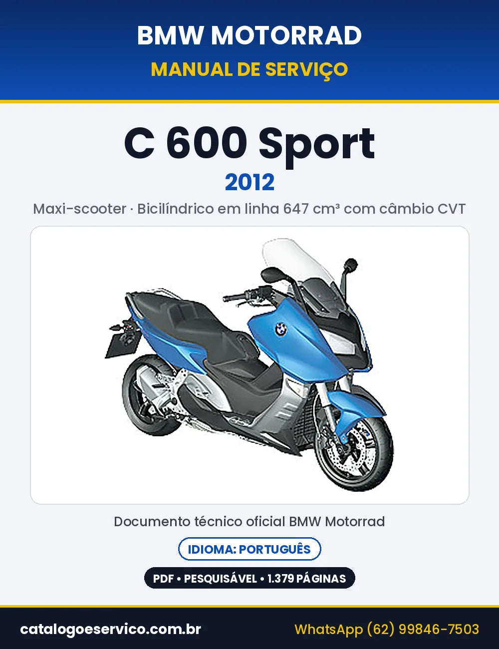 Capa do Manual de Serviço BMW C 600 Sport 2012 em PDF