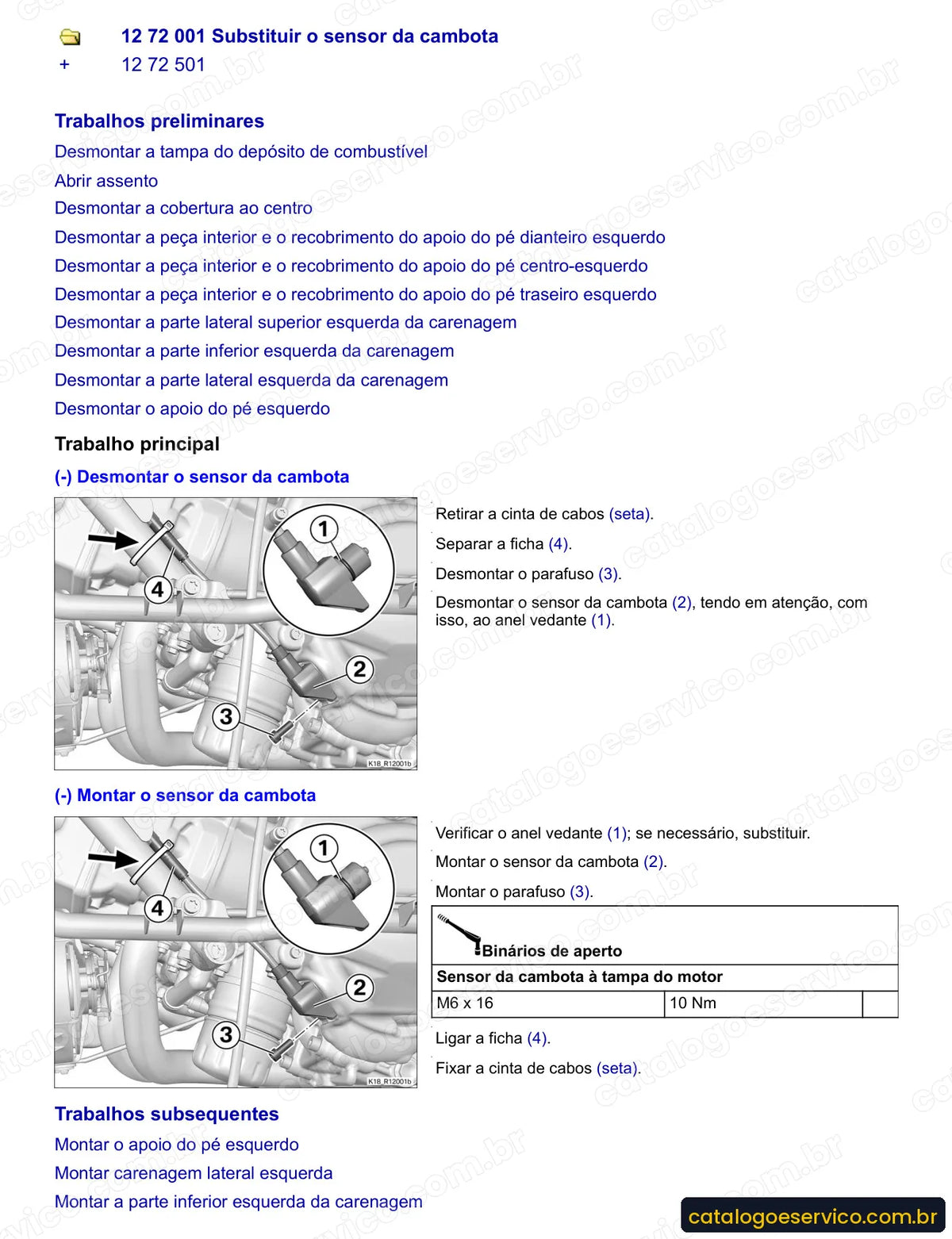 Página do Manual de Serviço BMW C 650 GT 2012 a 2016 com procedimento ilustrado (1)
