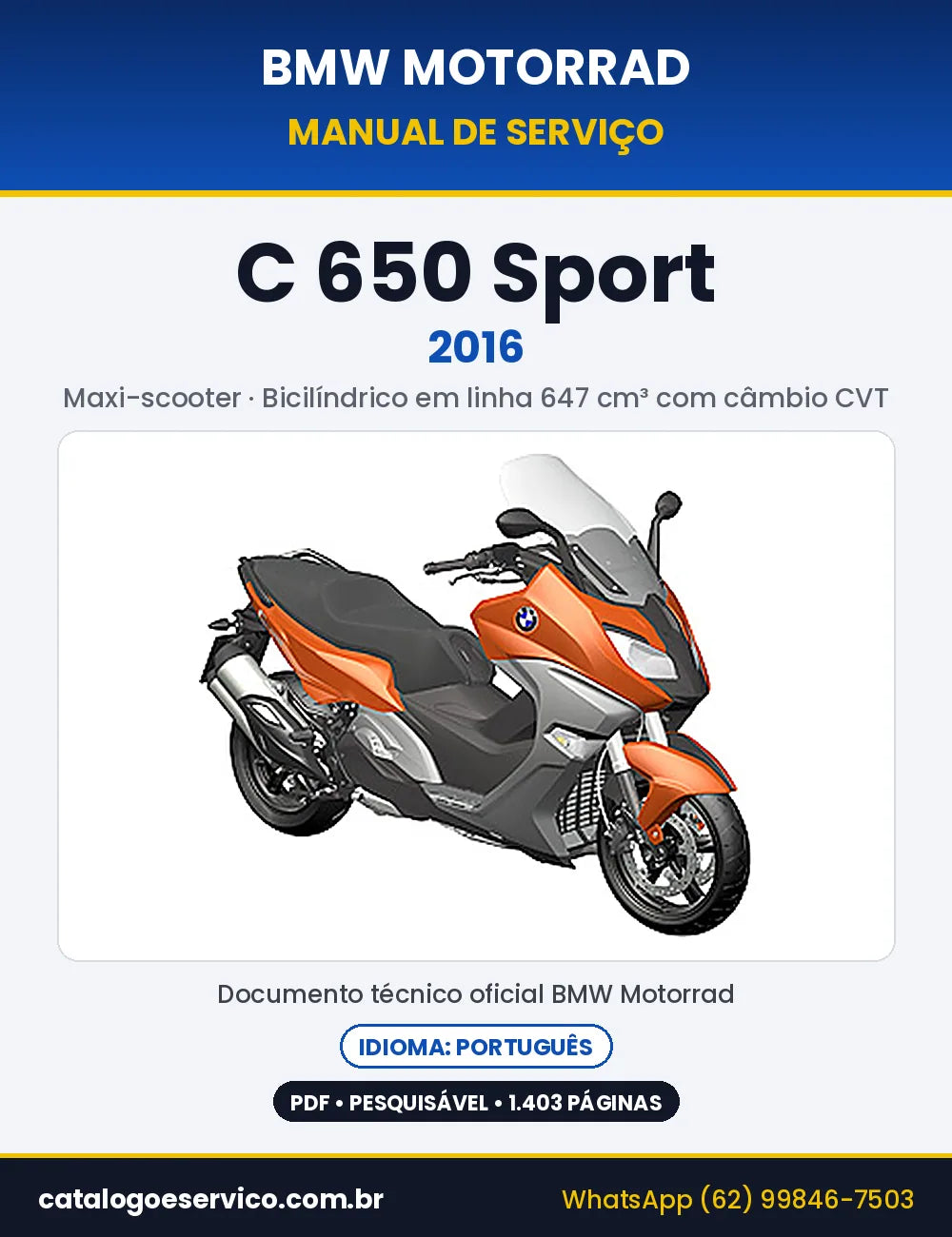Capa do Manual de Serviço BMW C 650 Sport 2016 em PDF