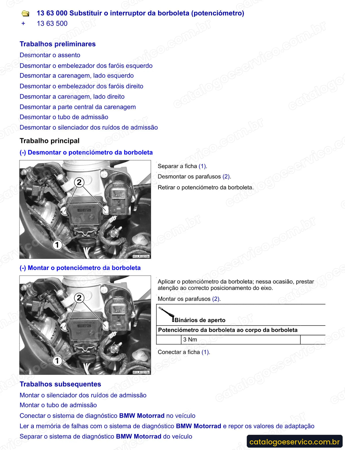 Página do Manual de Serviço BMW F 650 GS 2004 a 2008 com procedimento ilustrado (3)