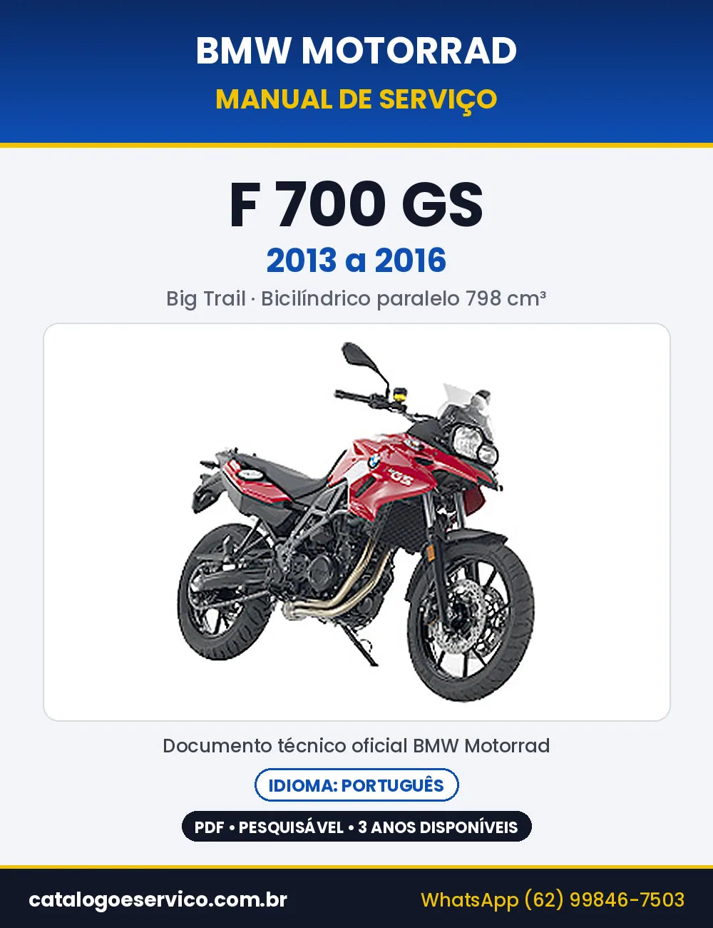 Capa do Manual de Serviço BMW F 700 GS 2013 a 2016 em PDF