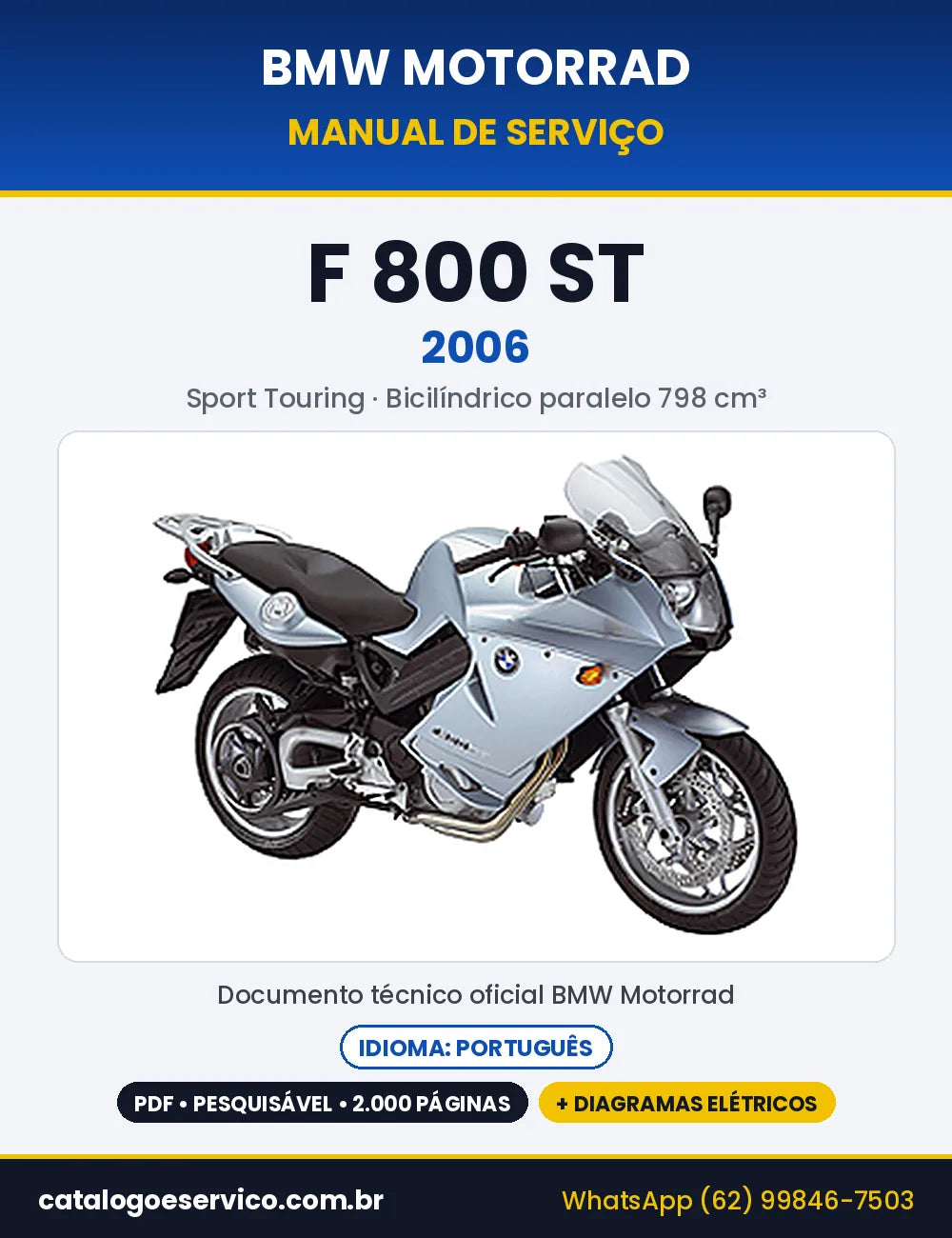 Capa do Manual de Serviço BMW F 800 ST 2006 em PDF