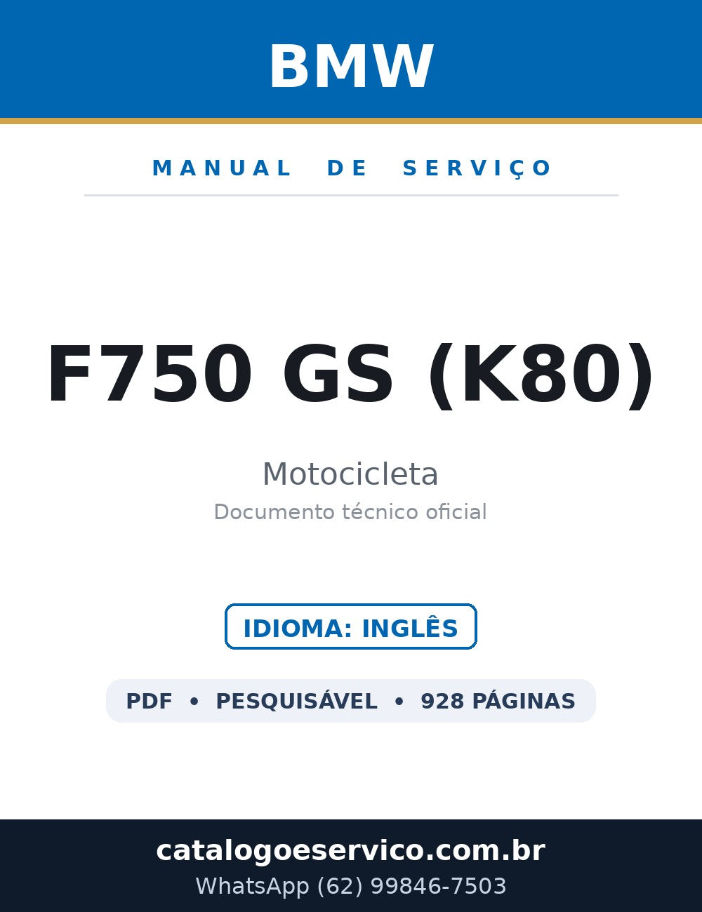 BMW F750 GS (K80) — Manual de Serviço