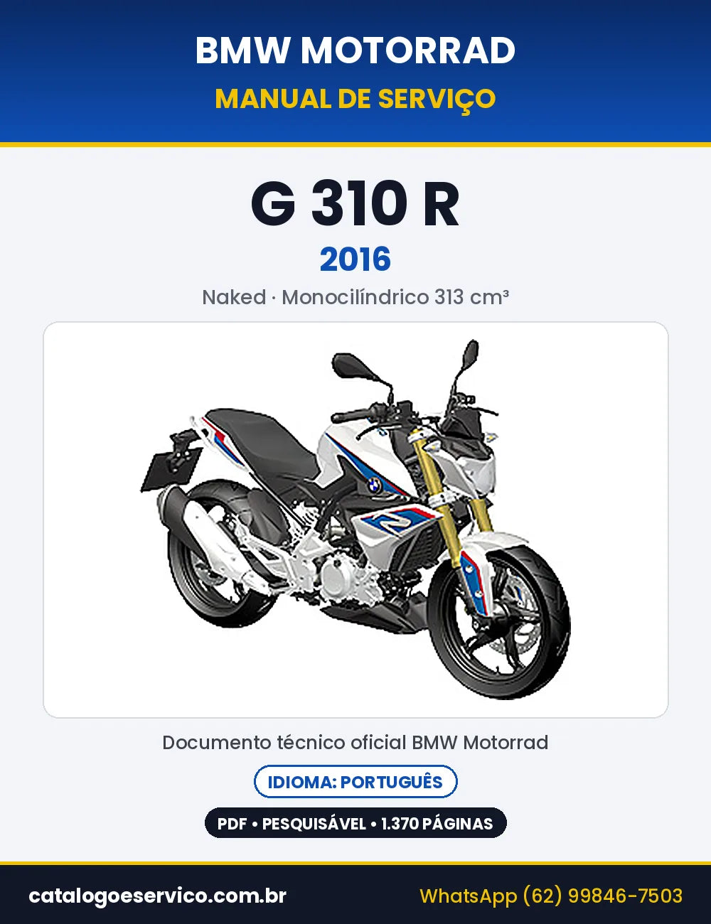 Capa do Manual de Serviço BMW G 310 R 2016 em PDF