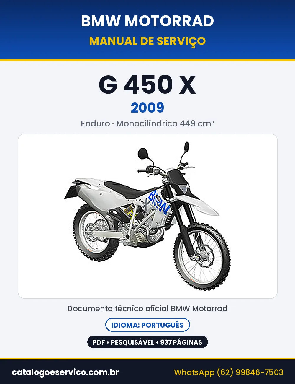 Capa do Manual de Serviço BMW G 450 X 2009 em PDF