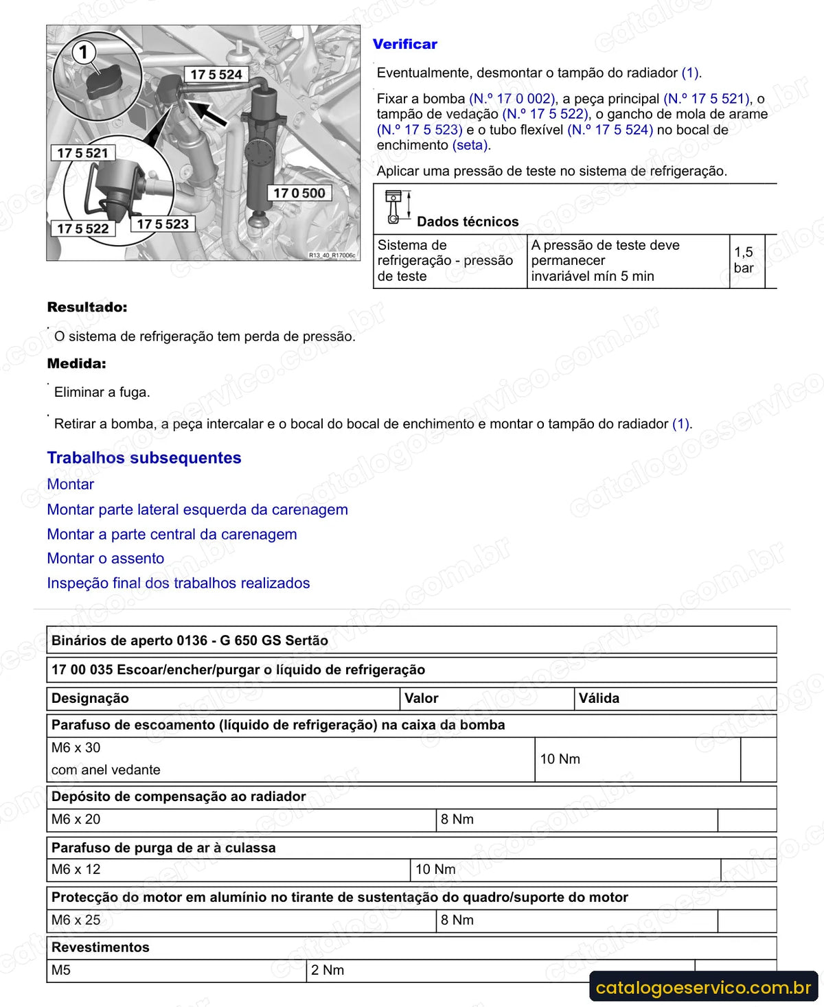 Página do Manual de Serviço BMW G 650 GS Sertão 2011 a 2012 com procedimento ilustrado (2)