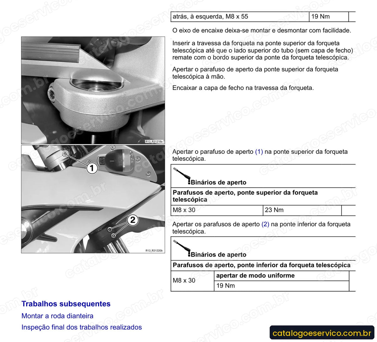 Página do Manual de Serviço BMW G 650 GS 2009 a 2011 com procedimento ilustrado (3)