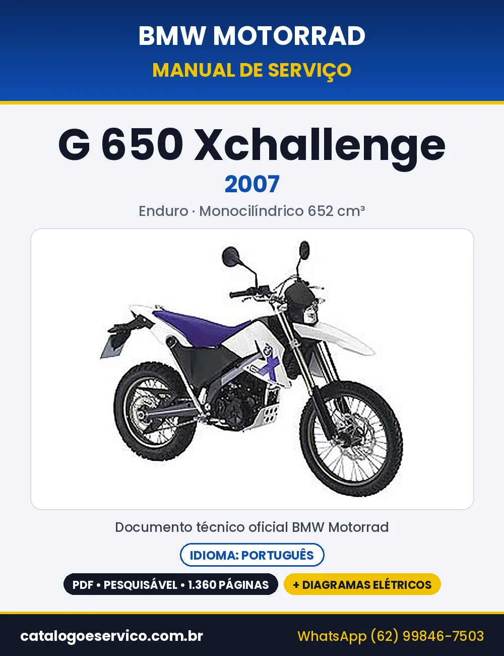 Capa do Manual de Serviço BMW G 650 Xchallenge 2007 em PDF